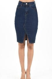  Front-slit Denim Skirt