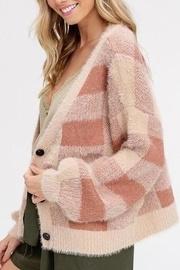  Fuzzy Plaid Button-down-cardigan