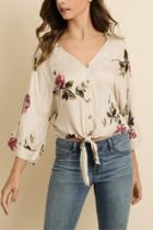  Floral Knot-front Top