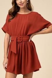  Scoop-neck Belted Dress
