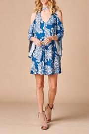 Cold Shoulder Mock Neck Dress