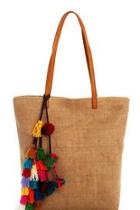  Burlap Tassel Tote