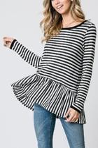  Peplum Long Sleeve Top