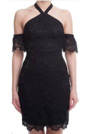  Black Floral Crochet Cup Sleeved Dress