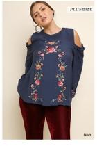  Navy Embroidery Top
