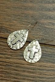  Vintage-hammered-cross Crystal-ab-laid Earrings