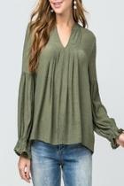  Pleated V-neck Top