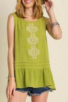  Embroidered Detail Tank
