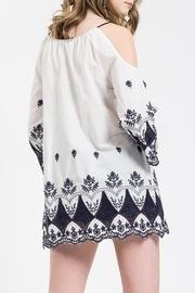  Embroidered Cold Shoulder Top