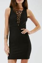  Ribbed Lace-up Dress