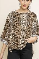  Jaguar Print 3/4 Sleeve Top