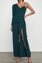  One Sleeve Wide Leg Jumpsuit With Slit