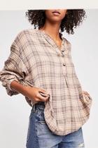  Plaid Half-button-up Top