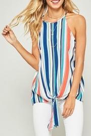  Striped Halter Tie-front