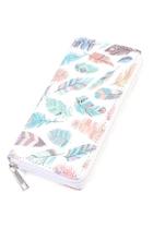  Feather Print Zipper-wallet