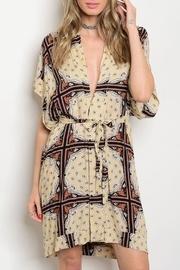  Plunge Neck Print Dress
