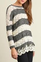  Lace Hemline Sweater