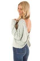  Open Back Striped Sweater