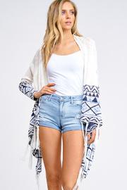 Tassel Detail Printed Knit Cardigan