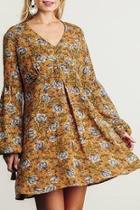  Mustard Floral Mix Dress