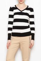  Striped V-neck Sweater