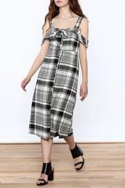  Black Plaid Midi Dress