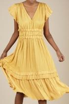  Pleated Marigold Dress