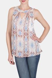  Printed Keyhole Blouse