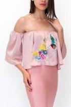  Embroidery Satin Blouse