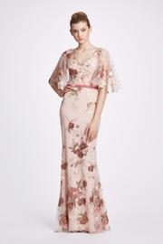  Embroidered Cape-sleeve Gown