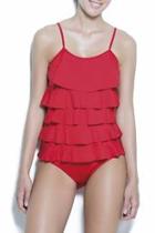  Red Ruffled Swimsuit