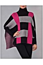  Cerise, Black, Grey Poncho
