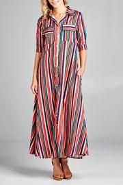  Moody-stripe Shirt-maxi Dress