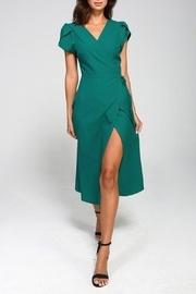  Tulip-sleeve Wrap Midi-dress