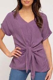  Purple Front-tie Top