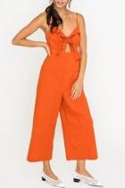  Front-tie Linen Jumpsuit