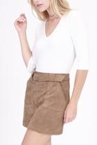  Brown Faux Suede Skirt