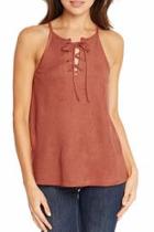  Rust Lace Up Top