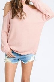  Cold-shoulder Waffle Pullover