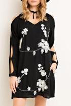  Embroidered V Neck Dress
