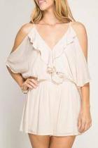  Cream Ruffle Romper