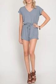  Ribbed V-neck Romper