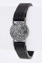  Pave Crystal Leather-cuff