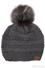  Grey Pom Beanie