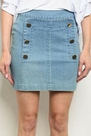  Button-trim Denim Skirt