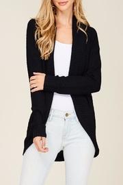  Rib Banned Cardigan-black