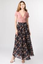  Pleated Floral Maxi-skirt