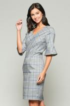  Black, Grey, And Purple Glen Plaid Dress