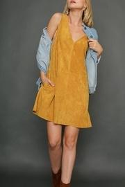  V-neck Suede Dress