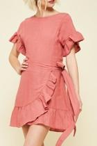 Ruffle Wrap Mini-dress